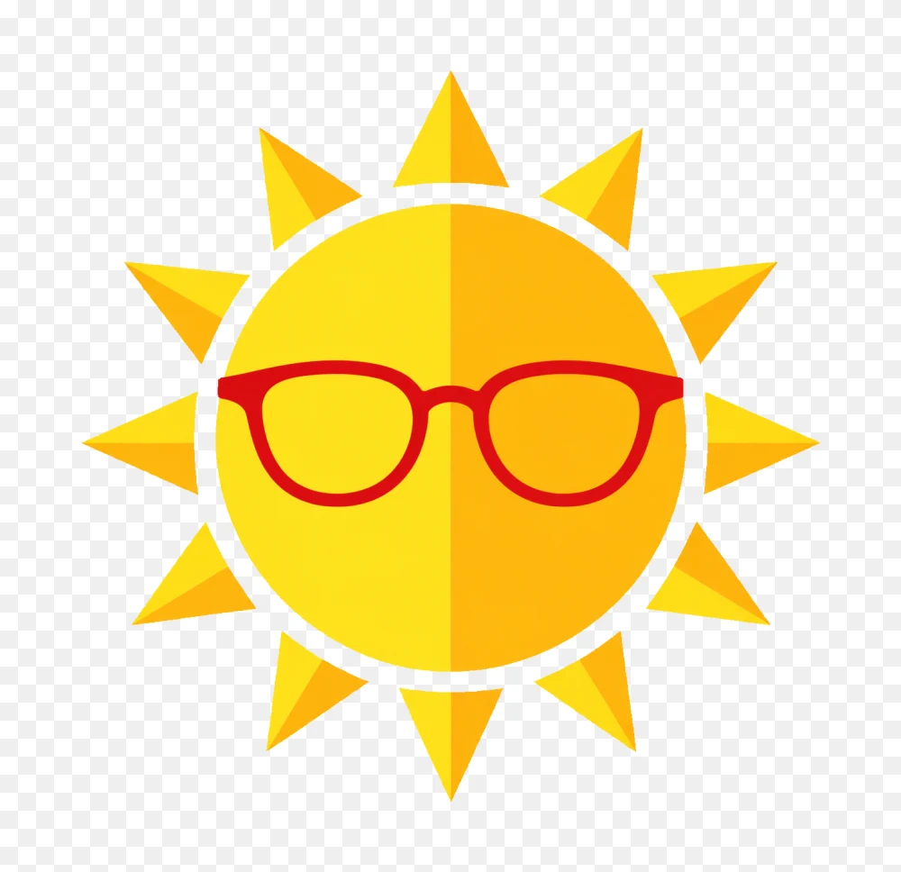 Vibrant Sun Wearing Red Sunglasses Transparent PNG  Transparent Background