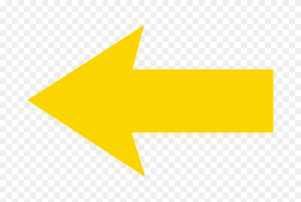 Vibrant Yellow Left Directional Arrow PNG  Transparent Background