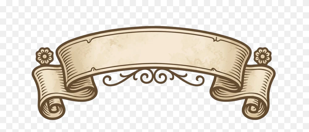 Vintage Banner With Floral Accents PNG  Transparent Background