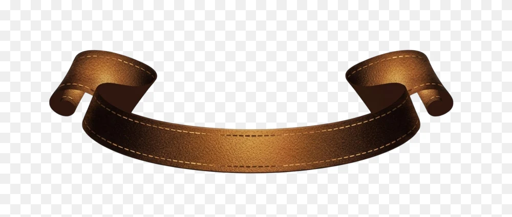 Vintage Brown Leather Curved Ribbon Banner PNG  Transparent Background