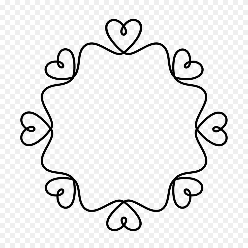 Black Heart Line Art Transparent Background PNG  Transparent Background