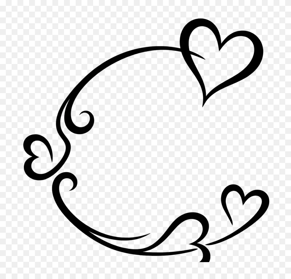 Black Heart Swirl Frame PNG  Transparent Background