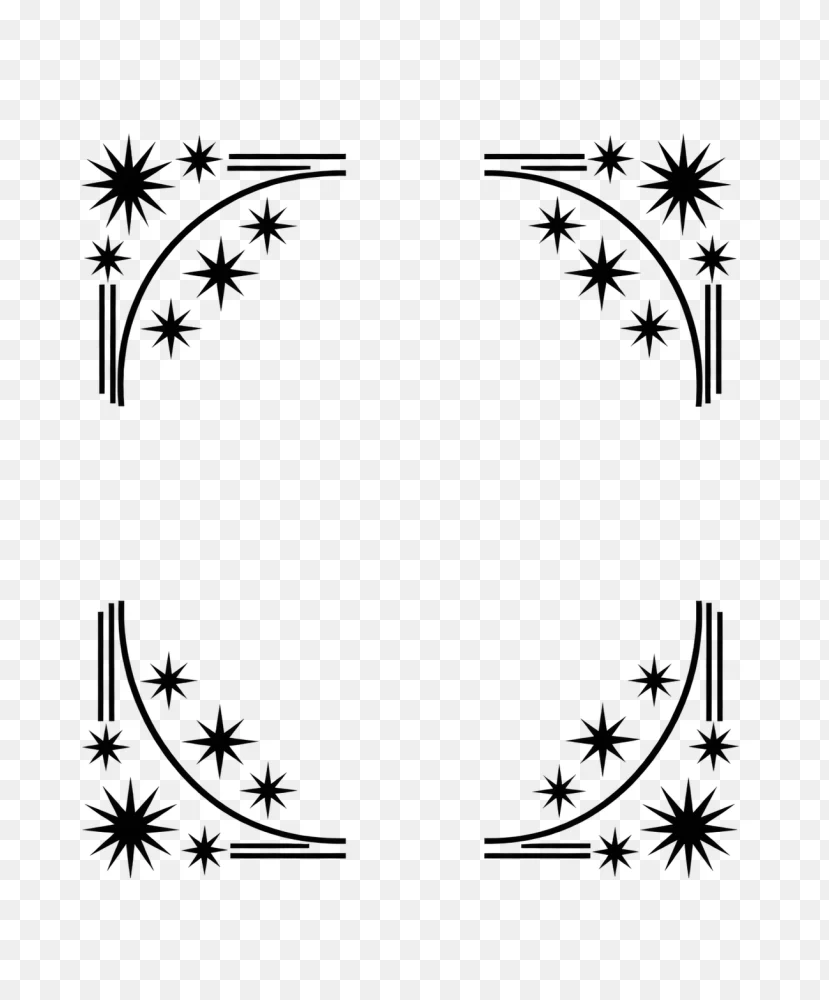 Black Starry Corner Frame Transparent Background PNG Transparent Background