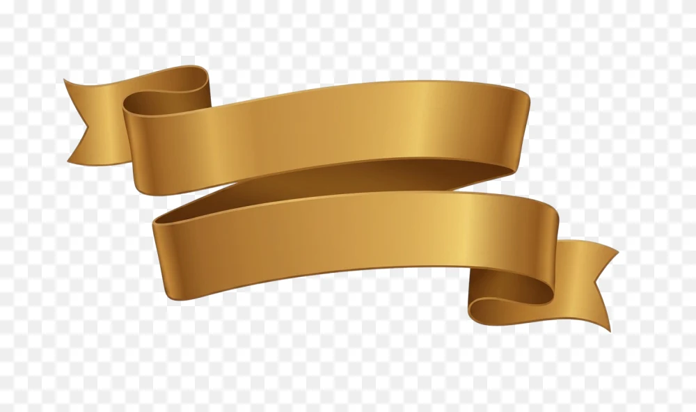 Golden Ribbon Banner Transparent Background PNG  Transparent Background