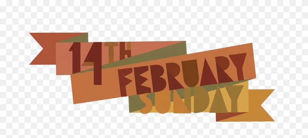14th February Sunday Retro Banner Transparent PNG  Transparent Background