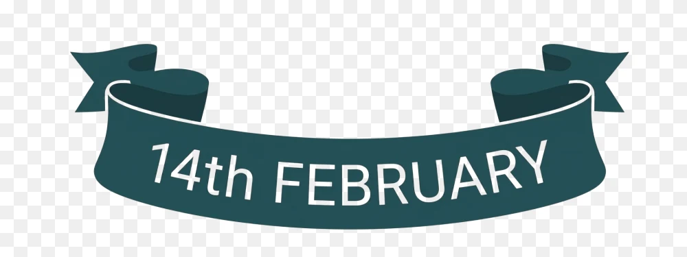 14th February Teal Banner Transparent PNG  Transparent Background