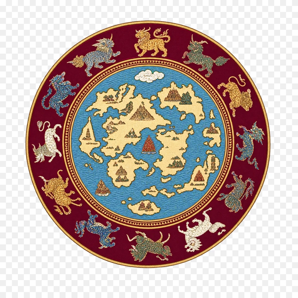 Ancient Mythological Map Circle PNG  Transparent Background
