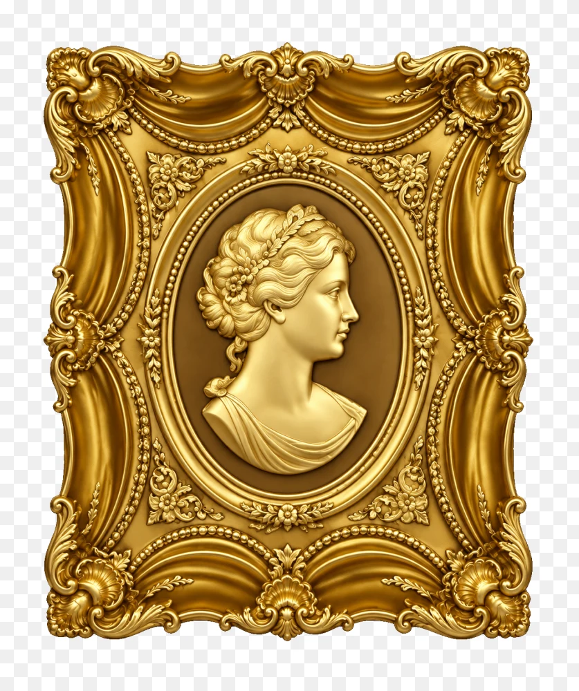 Baroque Gold Female Portrait Cameo Transparent PNG  Transparent Background