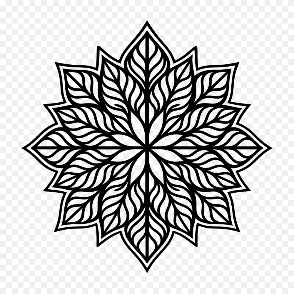 Black and White Floral Mandala PNG  Transparent Background