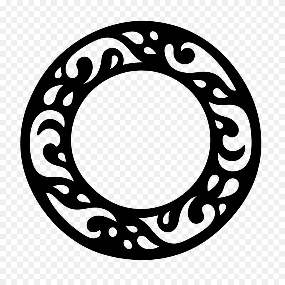 Black and White Ornamental Circle PNG  Transparent Background