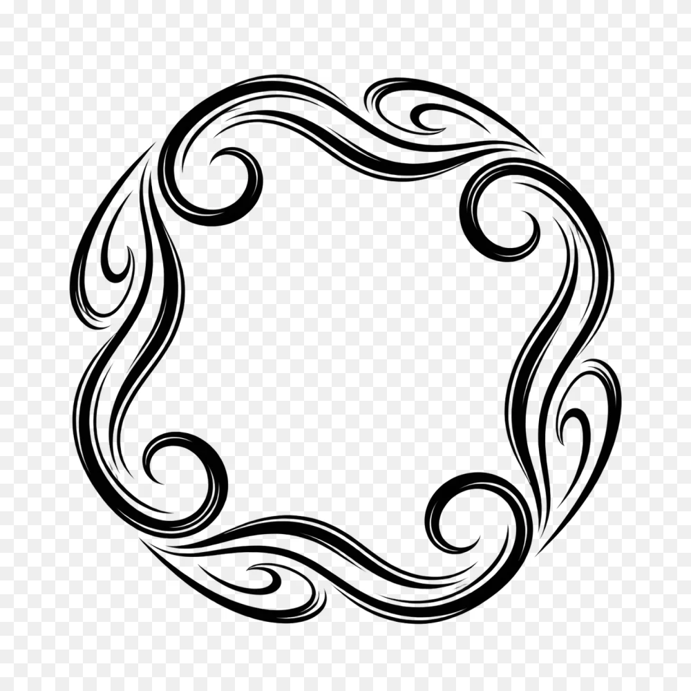 Black Swirl Frame Transparent Background PNG Transparent Background