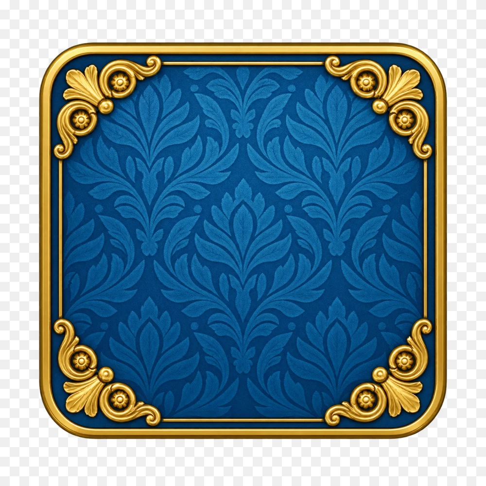 Blue Damask Square Frame Transparent PNG  Transparent Background