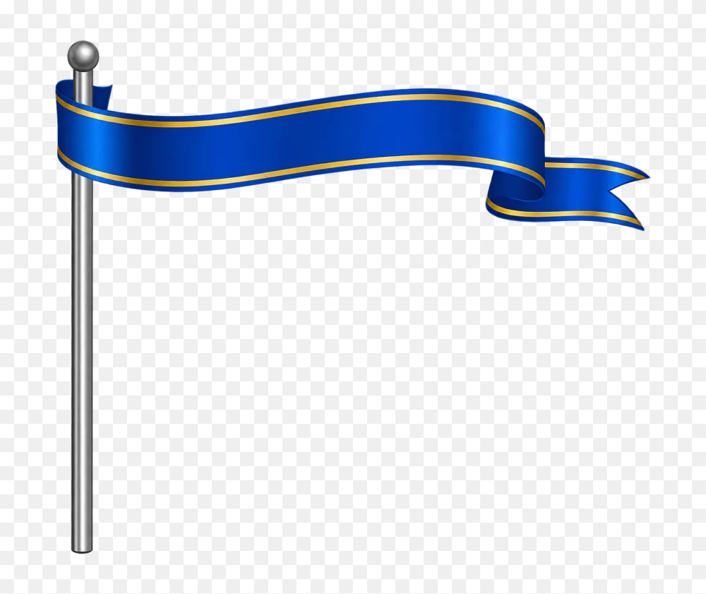 Blue Ribbon Banner on Pole Transparent Background PNG Transparent Background