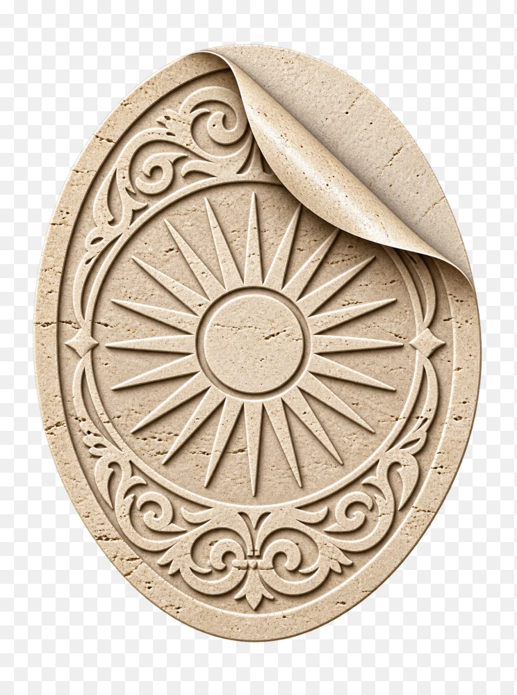 Carved Stone Sun Emblem Transparent Background PNG Transparent Background