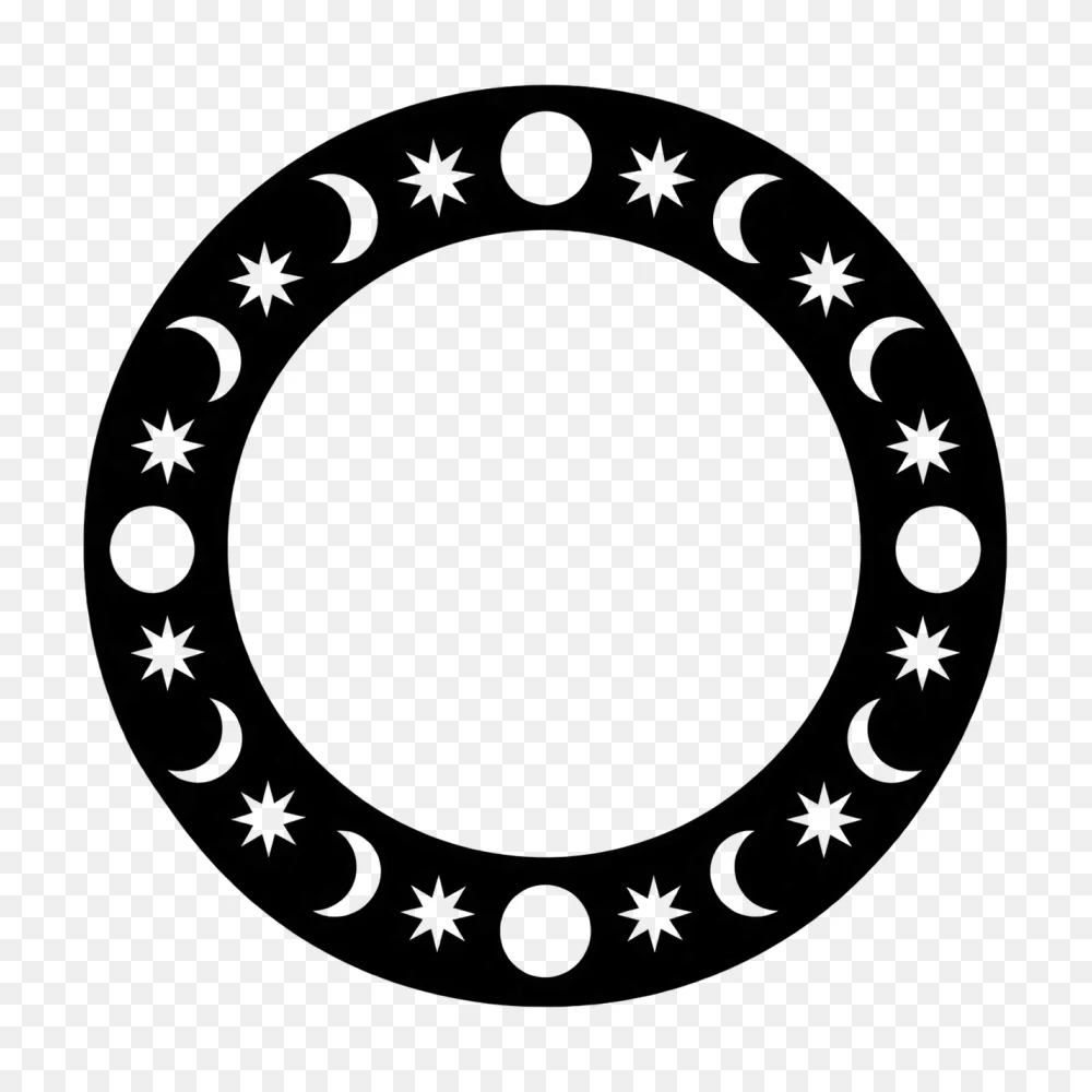 Celestial Moon Phases Circular Frame PNG  Transparent Background