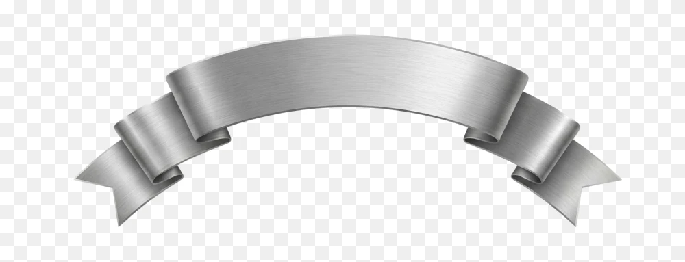 Curved Silver Metallic Ribbon Transparent Background PNG Transparent Background