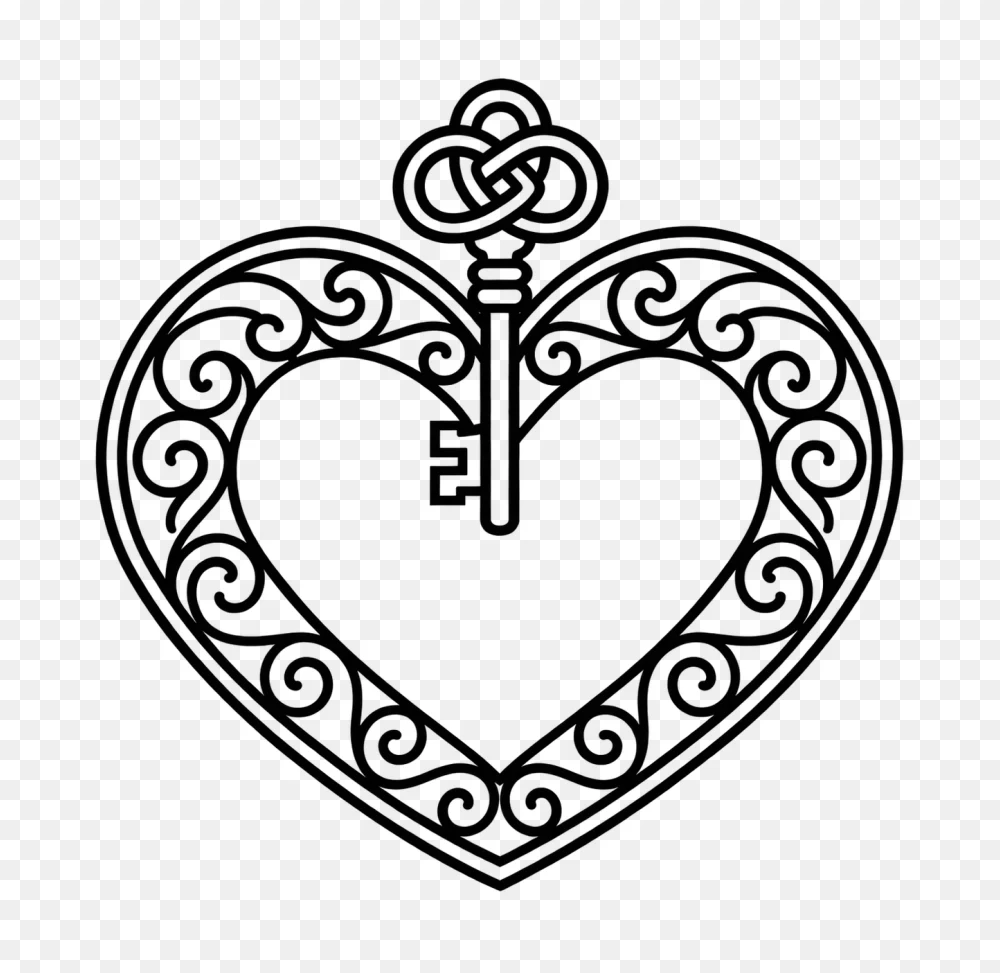 Decorative Heart Key Transparent Background PNG  Transparent Background