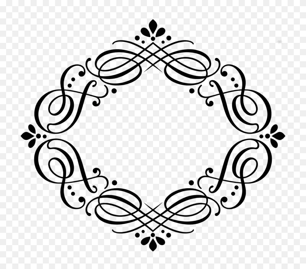 Elegant Black Scrollwork Frame Transparent Background PNG Transparent Background