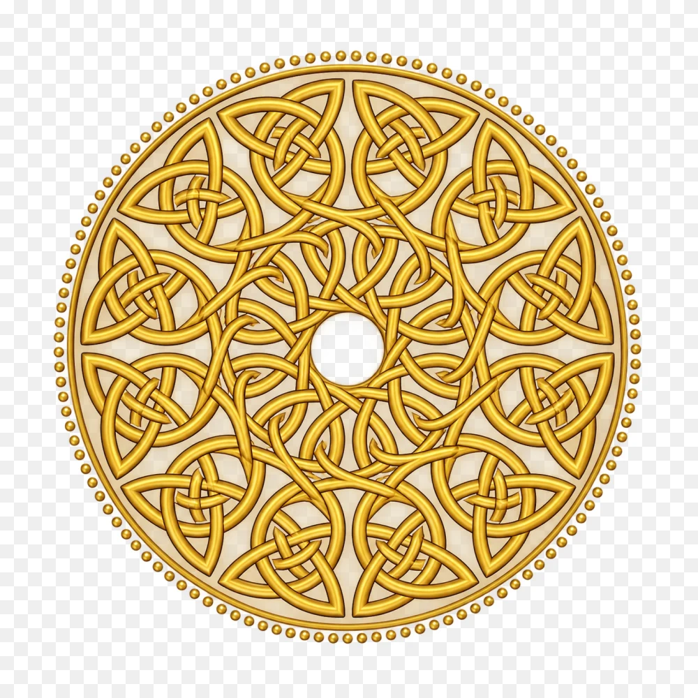 Golden Celtic Knot Round Medallion Transparent PNG  Transparent Background