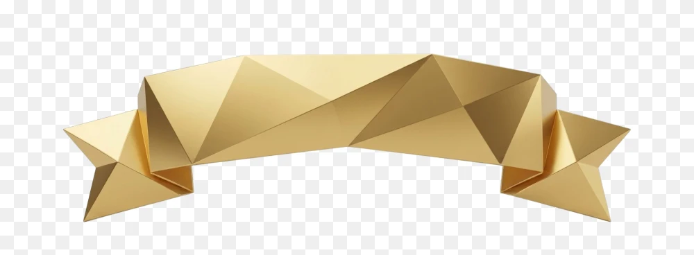 Golden Low Poly Ribbon Transparent PNG  Transparent Background