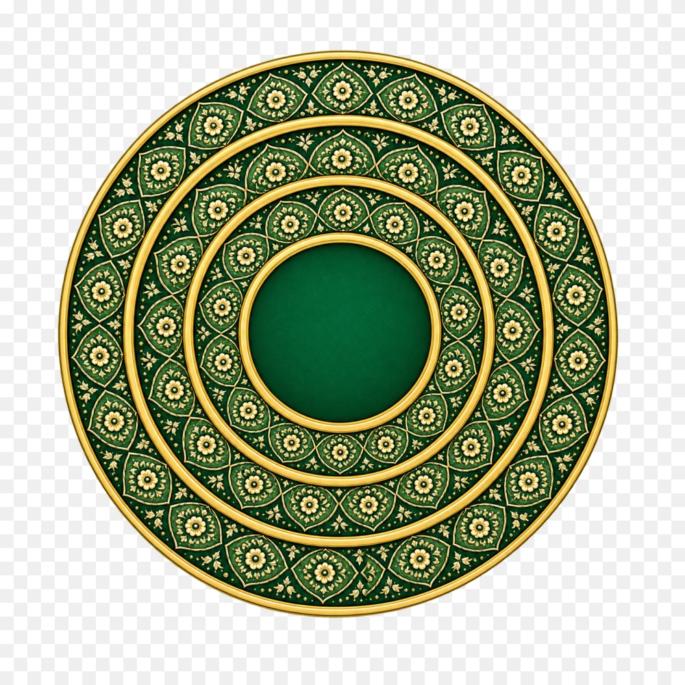 Green And Gold Ornamental PNG Frame  Transparent Background