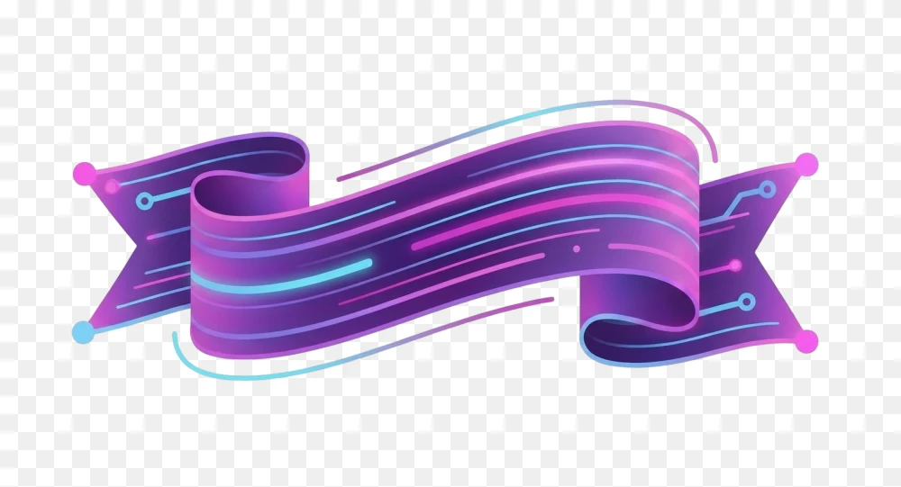 Neon Cyberpunk Futuristic Ribbon Transparent Background PNG Transparent Background