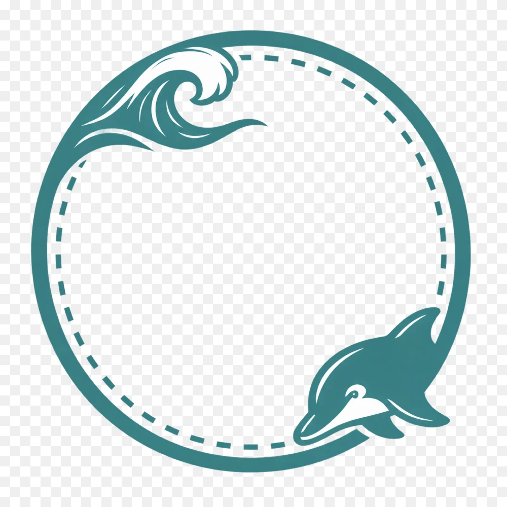 Ocean Wave And Dolphin Badge Transparent Background PNG Transparent Background