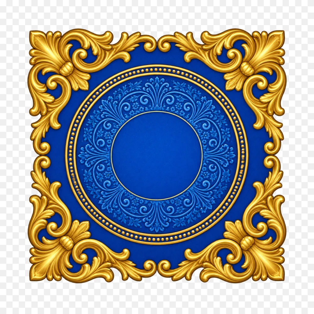 Ornate Blue and Gold Baroque Frame Transparent PNG  Transparent Background