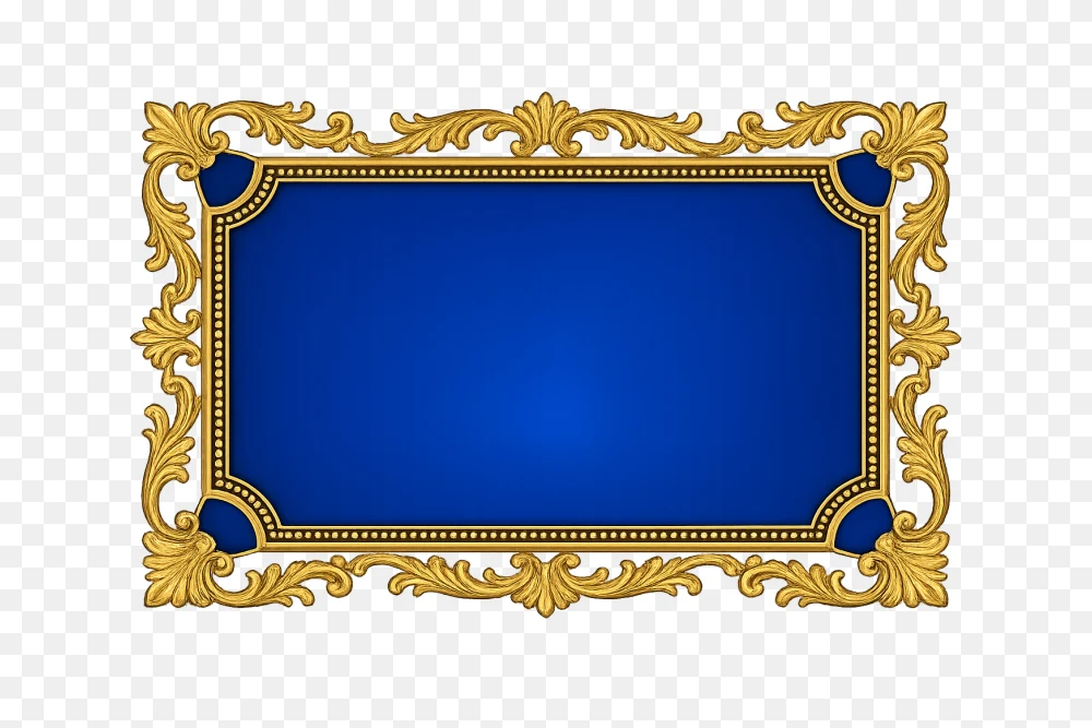 Ornate Gold and Blue Baroque Frame Transparent PNG  Transparent Background
