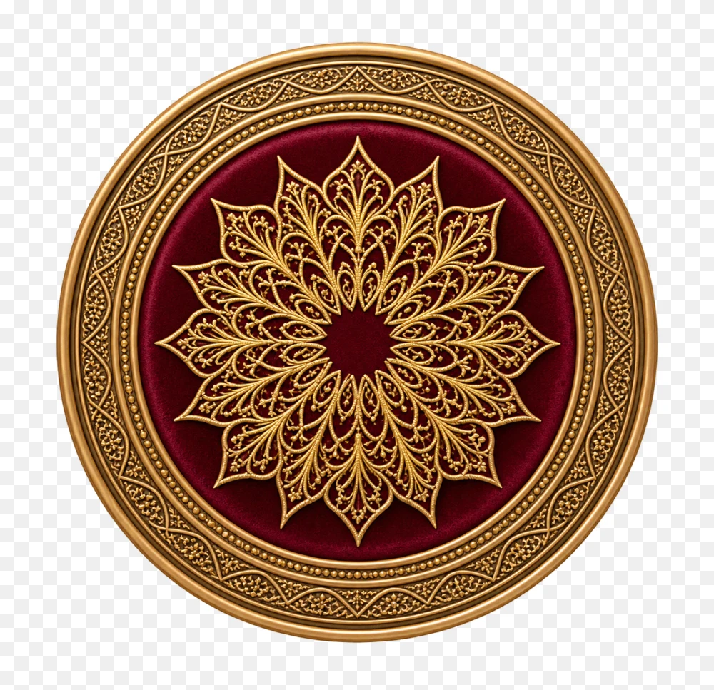 Ornate Gold Floral Medion Transparent Background PNG Transparent Background