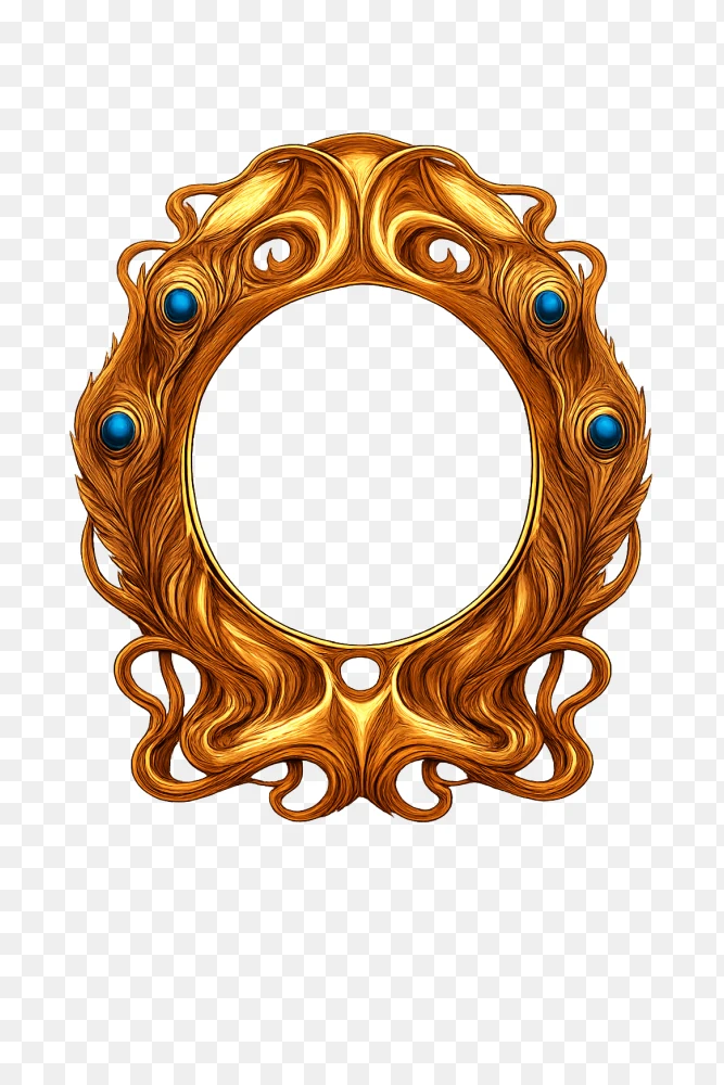 Ornate Gold Peacock Feather Frame Transparent PNG  Transparent Background
