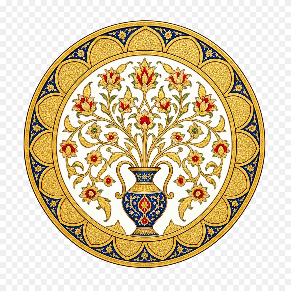 Ornate Mughal Floral Vase Transparent Background PNG Transparent Background