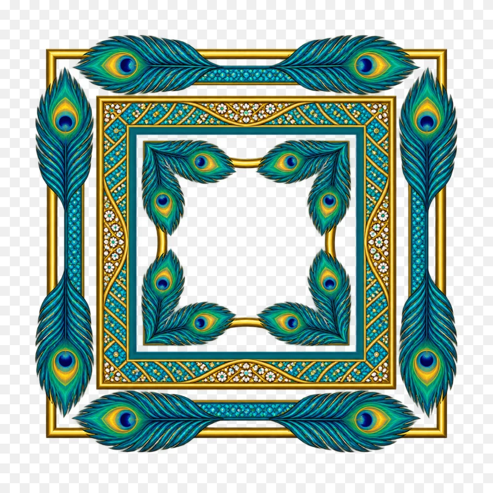 Ornate Peacock Feather Border Transparent PNG  Transparent Background