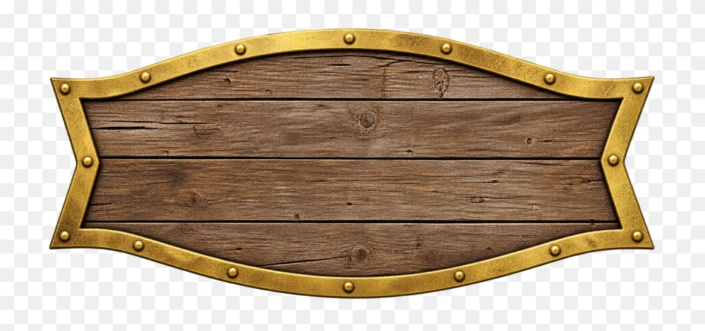 Rustic Wooden Sign with Gold Frame Transparent PNG  Transparent Background