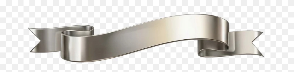 Shiny Silver Metallic Ribbon Banner Transparent Background PNG Transparent Background