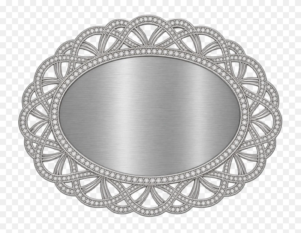 Silver Oval Ornate Filigree Plaque PNG  Transparent Background