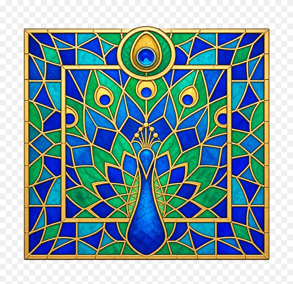 Stained Glass Peacock Window Art Transparent Background PNG Transparent Background