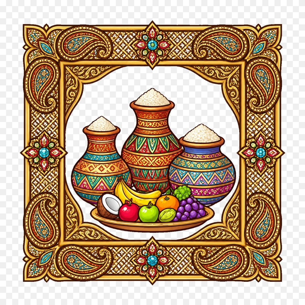 Traditional Pongal Pot And Fruit Basket Transparent Background PNG Transparent Background