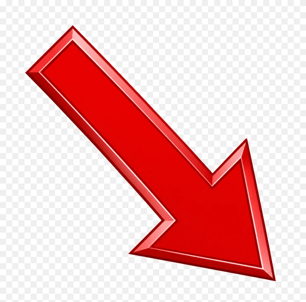Vibrant Red Downward Arrow Transparent PNG  Transparent Background