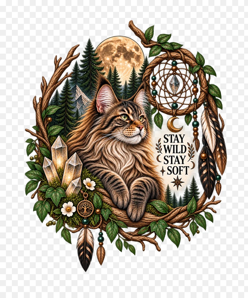 Maine Coon Cat Dreamcatcher Transparent PNG  Transparent Background