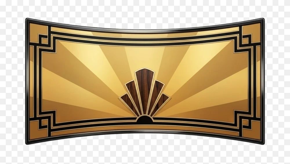 Art Deco Gold Curved Plaque Transparent Background PNG Transparent Background