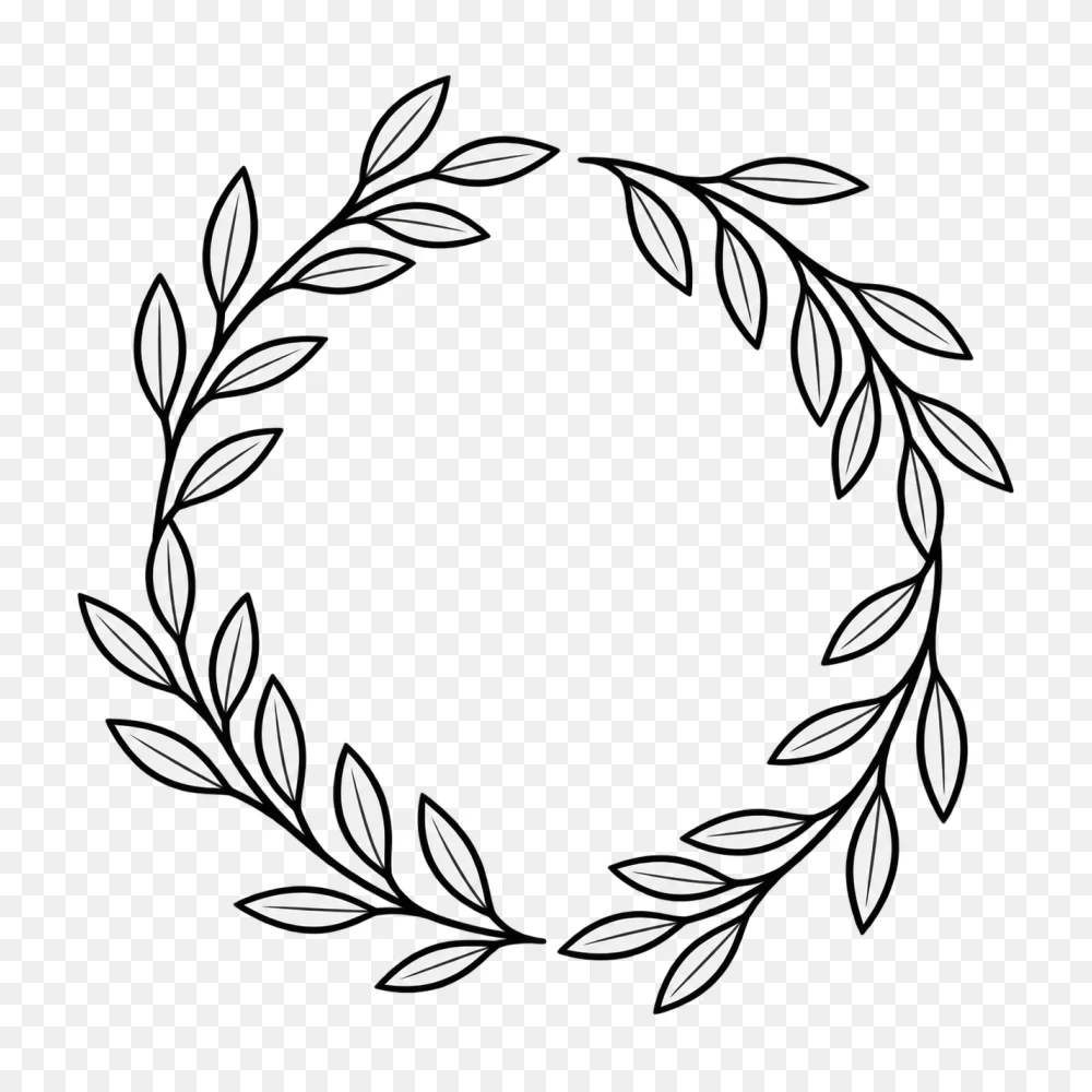 Black and White Laurel Wreath Transparent Background PNG Transparent Background