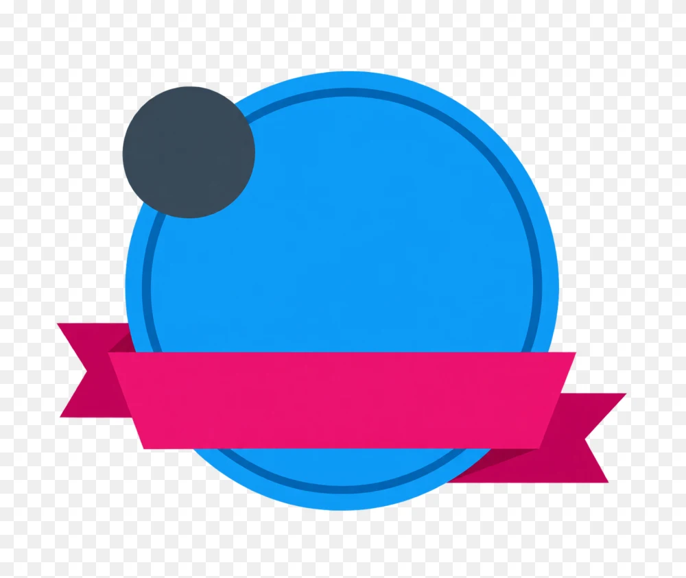 Blue Circular Badge With Pink Ribbon Transparent PNG  Transparent Background