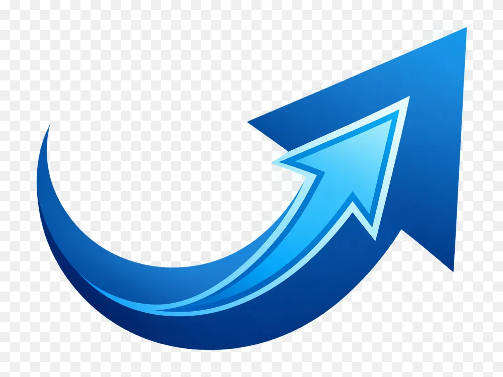 Blue Curved Growth Arrow Transparent PNG  Transparent Background