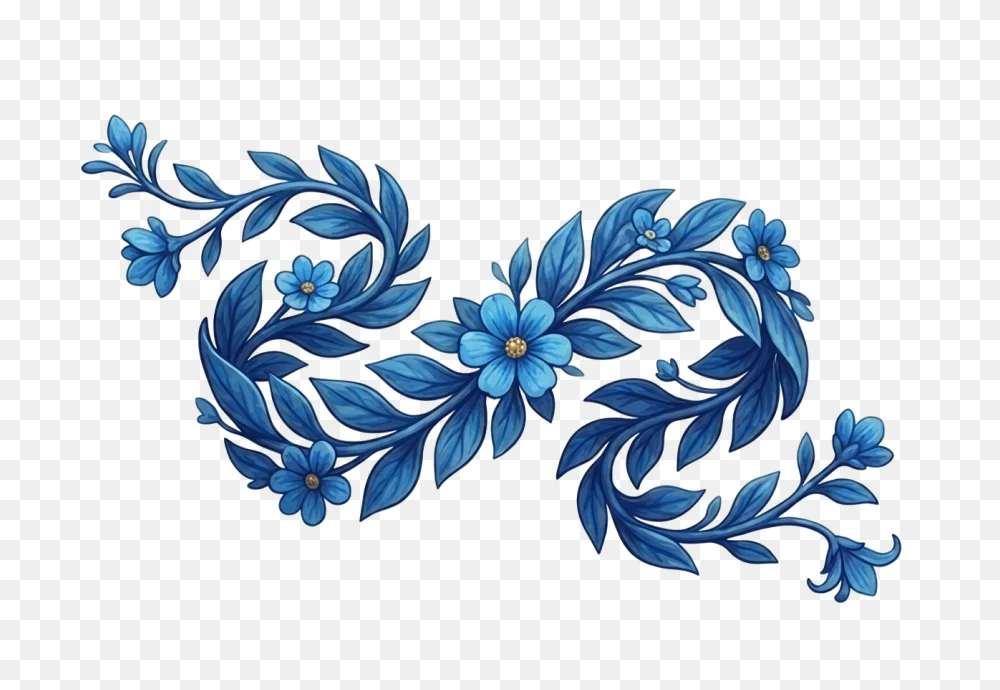 Blue Floral Vine Garland Transparent Background PNG Transparent Background