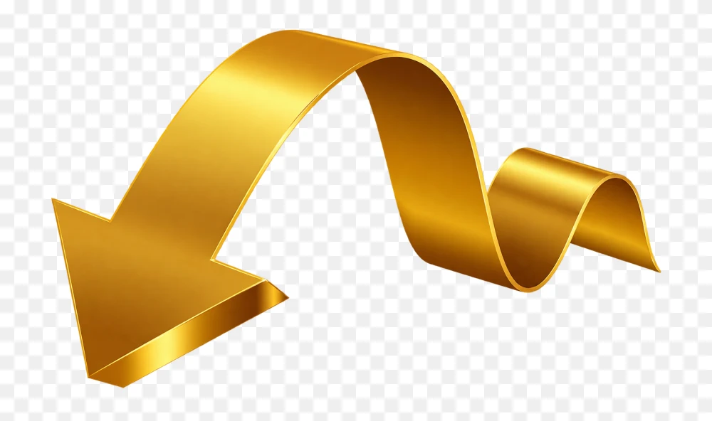Curved Gold Arrow Transparent Background PNG Transparent Background