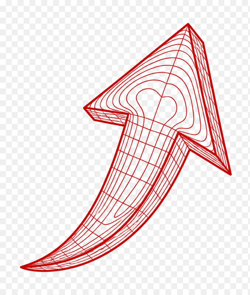 Curved Red Arrow With Internal Lines Transparent Background PNG Transparent Background