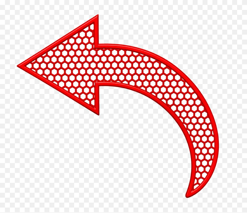 Curved Red Hexagon Pattern Left Arrow Transparent Background PNG Transparent Background