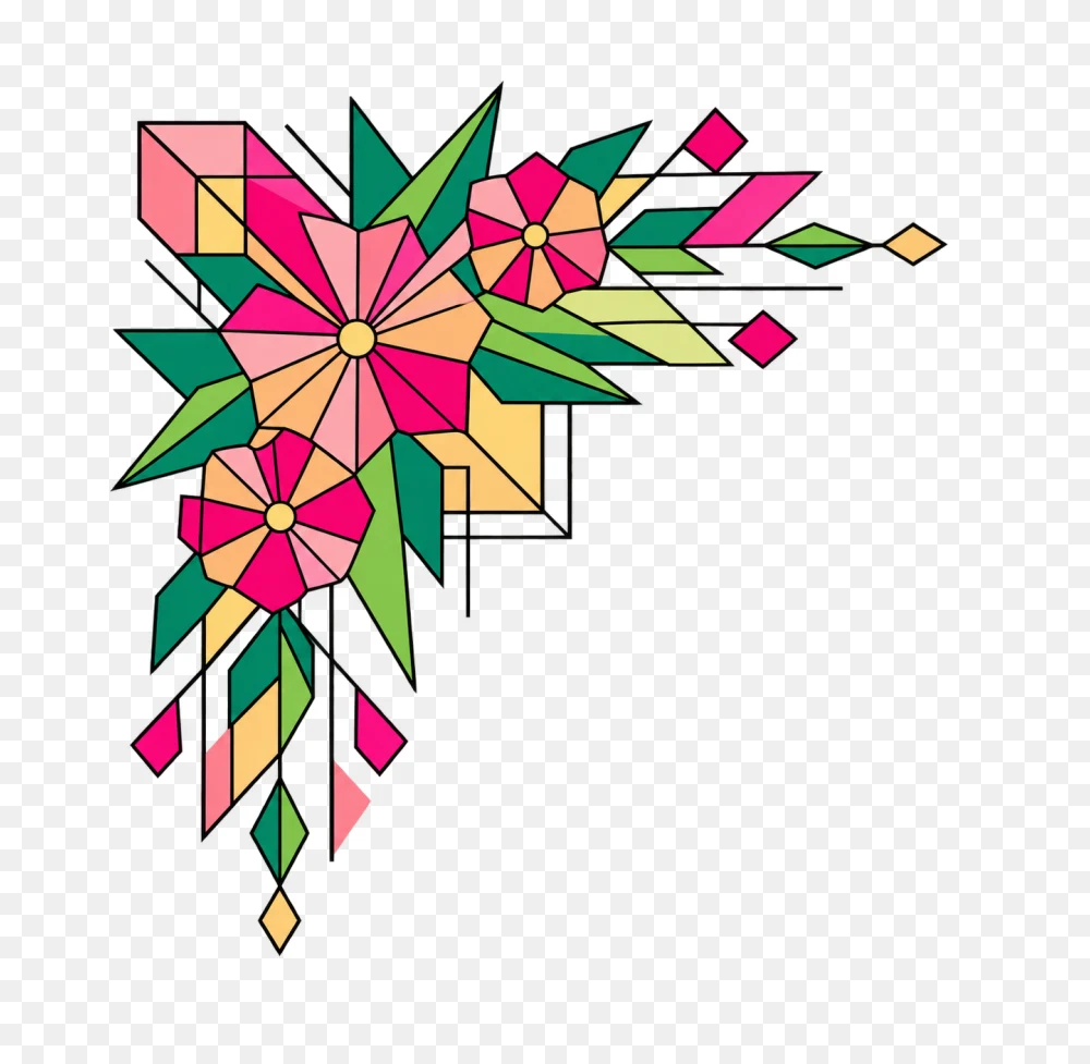 Geometric Floral Corner Border Transparent PNG  Transparent Background