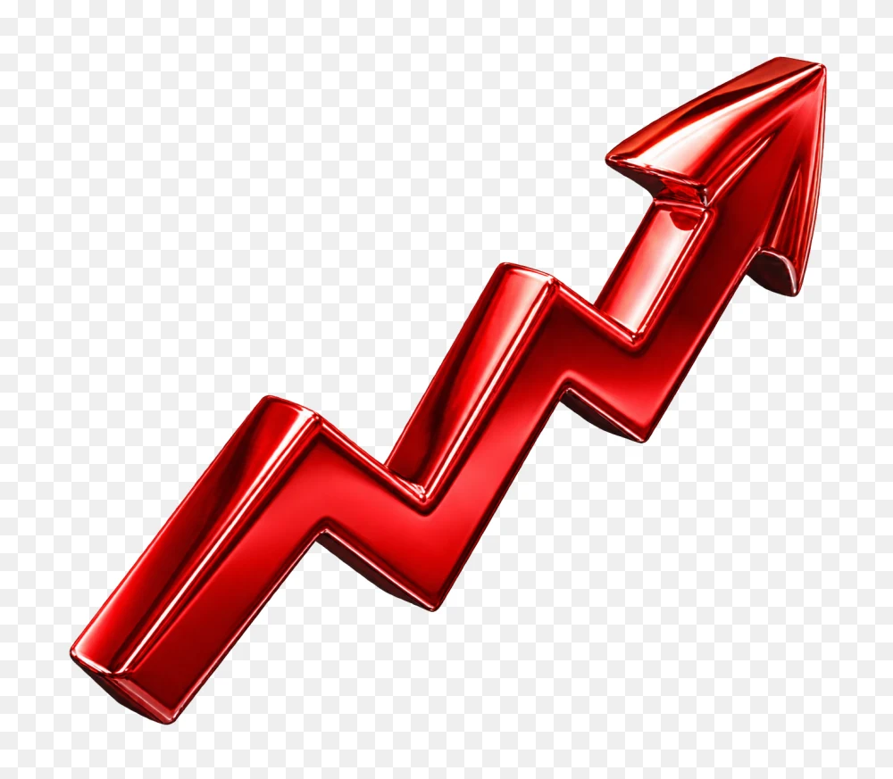 Glossy Red Zigzag Growth Arrow Transparent PNG  Transparent Background